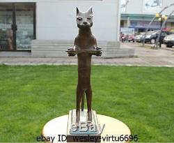 Style Occidental Bronze Marbre Résumé Cat Fruit Plate Art Déco Sculpture Statue
