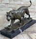 Superbe Sculpture Art Déco 100% En Bronze De Puma Léopard Jaguar Grand Félin Deco Nr