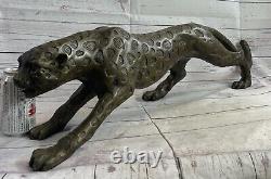Superbe sculpture Art Déco en bronze à 100% de Puma/Leopard/Jaguar/Grande sculpture de félin Déco.
