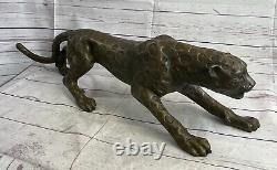 Superbe sculpture Art Déco en bronze à 100% de Puma/Leopard/Jaguar/Grande sculpture de félin Déco.