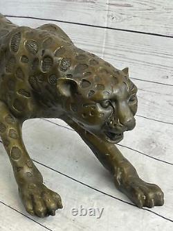 Superbe sculpture en bronze de puma/léopard/jaguar/grand félin Art Déco à 100% de rabais