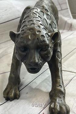 Superbe sculpture en bronze de puma/léopard/jaguar/grand félin Art Déco à 100% de rabais
