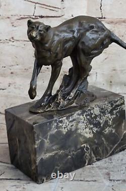 Superbe sculpture en bronze de puma/léopard/jaguar/grand félin Art Déco à vendre à 100%