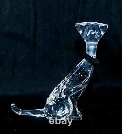 Swarovski Cristal Cat Portant Un Collier Vert #289478 Iob Coa