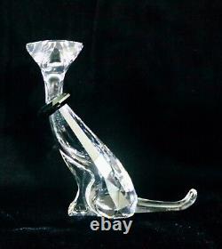 Swarovski Cristal Cat Portant Un Collier Vert #289478 Iob Coa