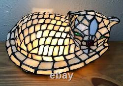 Tiffany Style Lampe De Chat Acrylique Lampe Accent Avec Yeux Verts 12x6x7