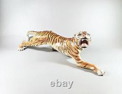 Tiger De Chasse Big Cat 17, Figurine De Porcelaine Peinte À La Main! (j042)