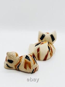 VTG/Ensemble de 2 Figurines de Chats en Mosaïque Artesania Rinconada/Poterie Urugayenne
