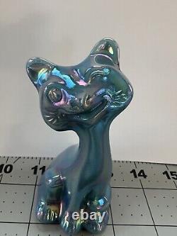 Verre Fenton Georgia Blue Carnival 4 Happy Kitty Cat FAGCA Excl 2023 par Mosser