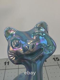 Verre Fenton Georgia Blue Carnival 4 Happy Kitty Cat FAGCA Excl 2023 par Mosser