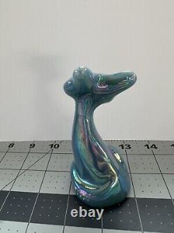 Verre Fenton Georgia Blue Carnival 4 Happy Kitty Cat FAGCA Excl 2023 par Mosser