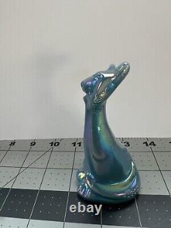 Verre Fenton Georgia Blue Carnival 4 Happy Kitty Cat FAGCA Excl 2023 par Mosser