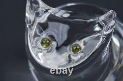 Verre d'art signé Steuben Chat en cristal avec figurine aux yeux verts en tourmaline 5