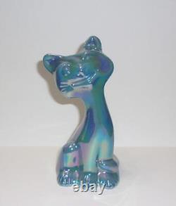 Verre de Fenton Georgia Blue Carnival 6 Happy Cat Exclusif FAGCA '23 de Mosser Glass.