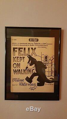 Very Rare Felix Le Chat Encadré 1923 Partitions Félix Continue De Marcher
