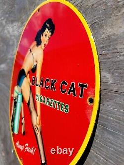 Vieille Cigarette De Chat Noir Porcelaine Modèle Fille Art Déco Huile De Tabac