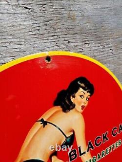 Vieille Cigarette De Chat Noir Porcelaine Modèle Fille Art Déco Huile De Tabac