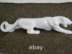 Vintage 24 Royal Haeger Ceramic White Stalking Panther Cougar Jaguar Big Cat