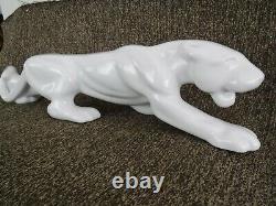 Vintage 24 Royal Haeger Ceramic White Stalking Panther Cougar Jaguar Big Cat