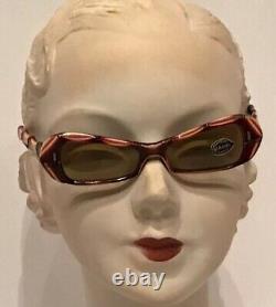 Vintage 40s 50s Faux Bamboo Sunglasses Cat Eye Pinup Lunettes Hawaiian Brown