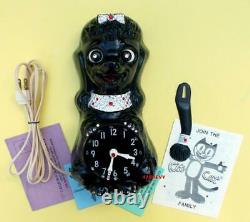 Vintage 60's Black Jeweled Poodle-kit Kat Clock-kit Cat Klock-original-electric