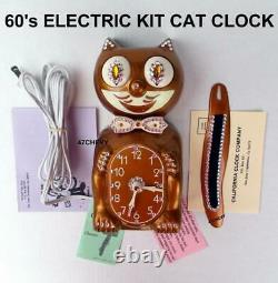 Vintage 60s Couleur Électrique Cat Klock-kat Clock-original Moteur-rebuilt-works