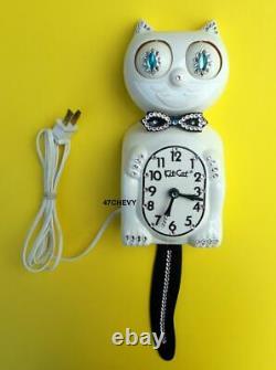 Vintage 80's-electric-white Kit Cat Klock-kat Clock-original Moto Rebuilt-works