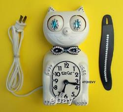 Vintage 80's-electric-white Kit Cat Klock-kat Clock-original Moto Rebuilt-works