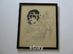 Vintage Antique Merrillmculp Blosser Dessin Art Déco Mignon 1920 Kitty Cat Femme