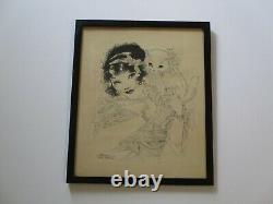 Vintage Antique Merrillmculp Blosser Dessin Art Déco Mignon 1920 Kitty Cat Femme