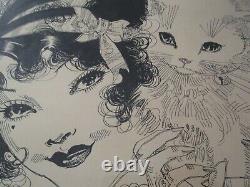 Vintage Antique Merrillmculp Blosser Dessin Art Déco Mignon 1920 Kitty Cat Femme
