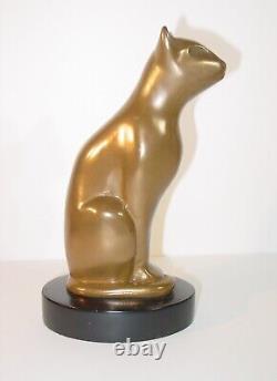 Vintage Art Deco Bast Style Égyptienne Cat Statue Figurine Bronze 8.5 Dewitt