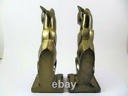 Vintage Art Déco Bronze Ton Égyptien Siamese Cat Bookends