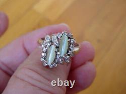 Vintage Art Déco Cat’s Eye Chrysoberyl Diamond Ring 18k Or Blanc