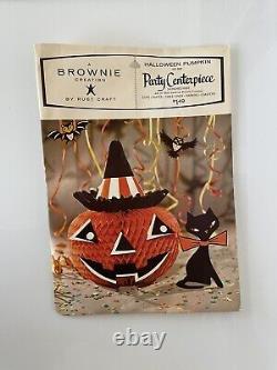 Vintage Art Déco Halloween Citrouille & Chat Pièce De Fête Brownie Rust Craft