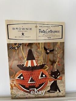 Vintage Art Déco Halloween Citrouille & Chat Pièce De Fête Brownie Rust Craft
