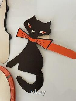 Vintage Art Déco Halloween Citrouille & Chat Pièce De Fête Brownie Rust Craft