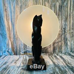 Vintage Art Déco Métal Coulé Cat Figure Figural Table Lampe Frankart Style