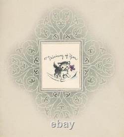 Vintage Art Deco Nouveau Kitten Cat Violet Fleur Collage Photo Art Vieille Imprimé