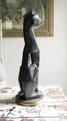 Vintage Black Cat Statue Universelle Corp 24 1960 Art Deco Modern