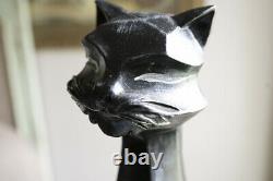 Vintage Black Cat Statue Universelle Corp 24 1960 Art Deco Modern