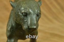Vintage Bronze Art Déco Cat Sculptures Sur Plinth Après Rembrandt Bugatti Artwork