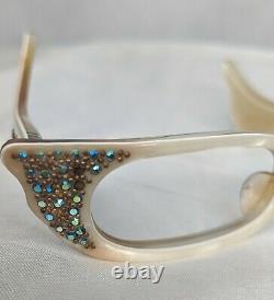 Vintage Cat Eyeglass Half Frames Swank Cream France 1950s Lunettes Ailés