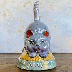 Vintage Chikaramachi Noritake Japon Art Deco Lusterware Cat Figural Jar Box Rare