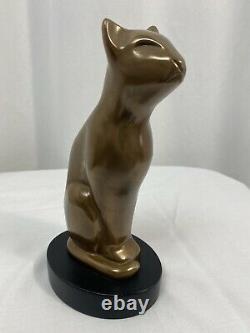 Vintage Floyd Dewitt Cat Bronze Sculpture Art Déco