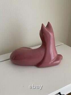 Vintage Haeger Pink Céramique Cat Sculpture Figure MCM -moderniste- Art Déco