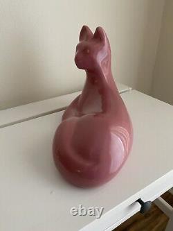 Vintage Haeger Pink Céramique Cat Sculpture Figure MCM -moderniste- Art Déco