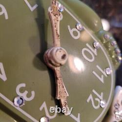 Vintage Kit Cat Klock Clock Clock 1960's Jeweled Avocat Avec Boîte Doesn't Oeuvre