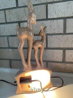 Vintage Kron MID Century 1950s Deer Fawn Tv Lampe De Nuit Lumière Art Deco Texas