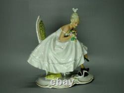 Vintage Lady With Cat Porcelaine Figurine Originale Schaubach Kunst Art Sculpture